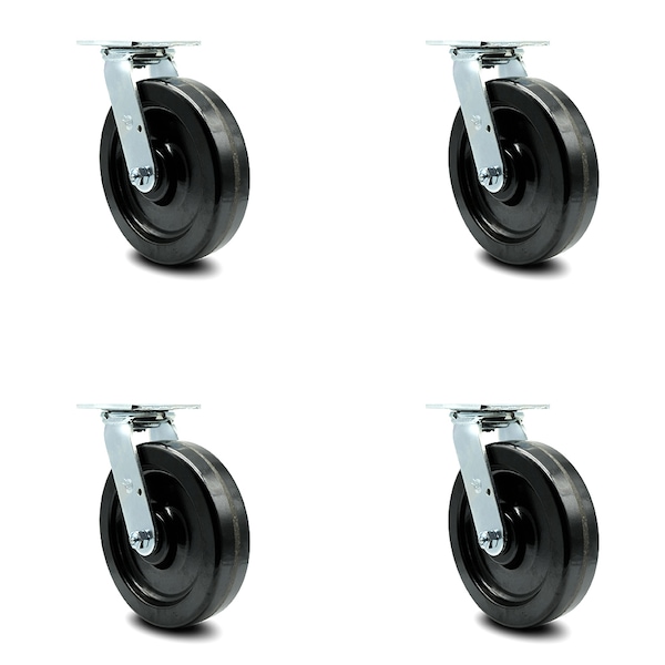 Service Caster 8 Inch Phenolic Wheel Swivel Caster Set with Roller Bearing SCC-30CS820-PHR-4 - main